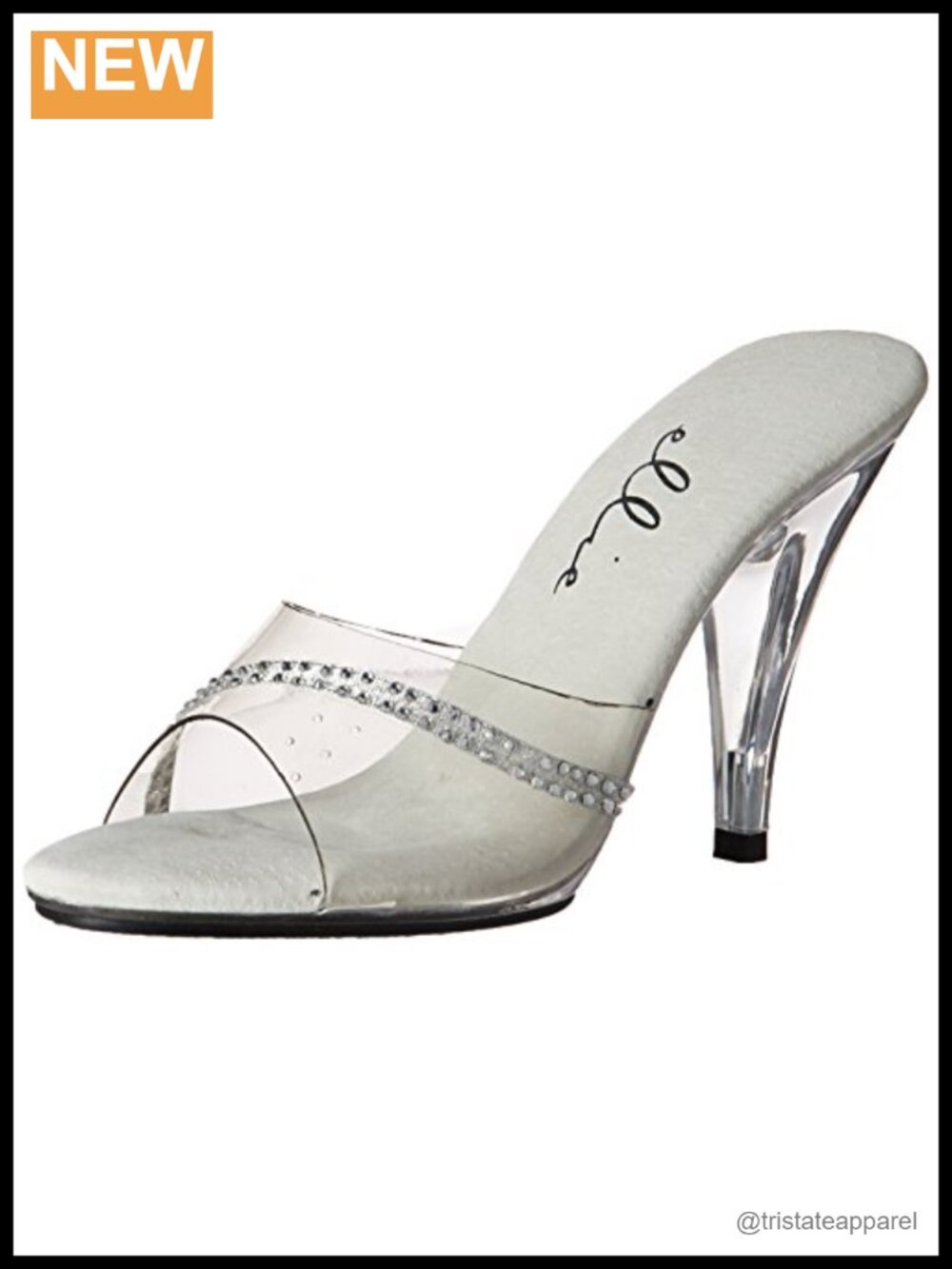 Ellie Shoes Women's 405-jesse Clear Stiletto Heel Rhinestone Slide Sandals